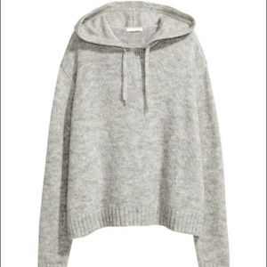 Wool knit hooded sweater gray